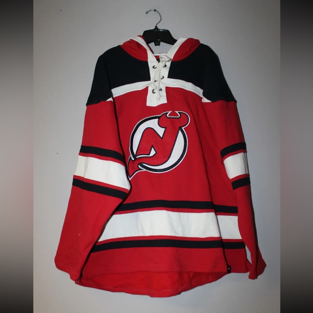 New Jersey Devils Old Time Hockey Jersey Hoodie Sweatshirt Men's Medium M